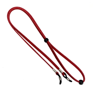 Details der roten Brillenband aus Wildleder mit Schieber und rutschfester Gummischlaufe