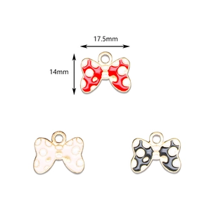Pendentifs nœuds à pois pour bijoux DIY en couleurs rouge, blanc et noir