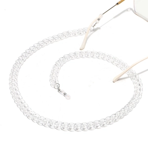 Minimalist transparent acrylic chain for glasses and masks with silver metal clasps