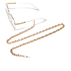 Modern gold gauge link eyewear chain and mask holder with silicone anti-slip loops
