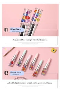 Creative lipstick-shaped rollerball pen with sparkling liquid oil and crystal diamond detail