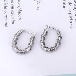 Vintage Punk Twisted Rope Hoop Earrings Men Women Gothic Vine Pattern Titanium Steel Earrings Individual Unisex Jewelry