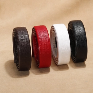 Litchi pattern cowhide leather belts in brown, red, white, and black for women and men