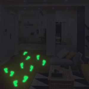 Adesivi per pavimenti con impronte verdi luminose per corridoio e camera da letto
