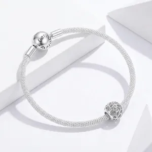 Vintage S925 sterling silver mesh bracelet with Love Forever engraved bead clasp