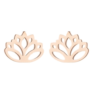Boucles d'oreilles clous fleur de lotus en or rose pour femmes aux détails délicats