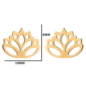 Boucles d'oreilles lotus dorées pour femmes avec dimensions de 8mm sur 10mm