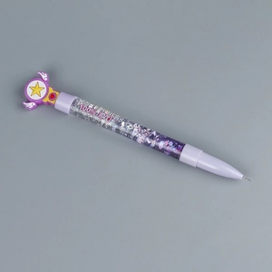 Creative purple magic wand glitter pen with yellow star and flowing quicksand decoration