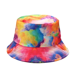 Colorful 3D tie-dye bucket hat for summer sun protection made of durable cotton canvas fabric