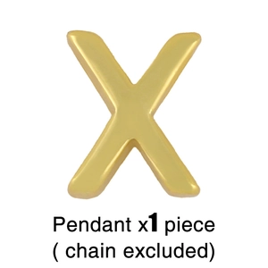 Polished gold letter X pendant detail, minimalist metal charm for jewelry making