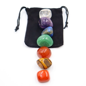 7 Chakra Heilkristalle Set mit schwarzem Beutel Natur Edelsteine Yoga Meditation Deko