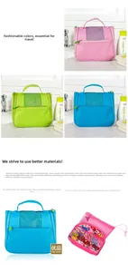Water-resistant 600D high-density oxford fabric cosmetic bag with multiple mesh compartments
