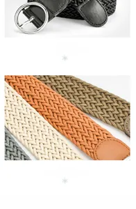 Detailed close-up of colorful braided wax rope belts with round silver metal buckles