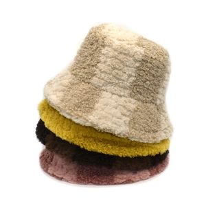 Chapeau Bob En Fausse Fourrure À Damier Hiver Chaud Sherpa Polaire Peluche Douce Pour Femmes Hommes
