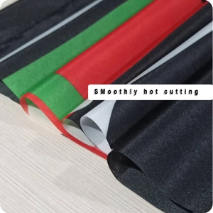 Detail of multi-color non-woven fabric with smooth hot cutting edge for door curtains
