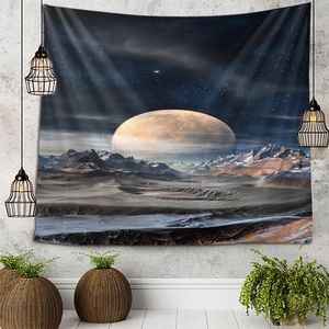 3D Galaxy Space Tapestry Wall Hanging Polyester Fabric Planet Mountain Landscape For Bedroom Living Room Dorm Decor