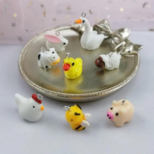Cartoon Animal Charms Resin And Metal DIY Jewelry Making Pendants For Earrings Necklaces Bracelets Crafts Mini Kawaii