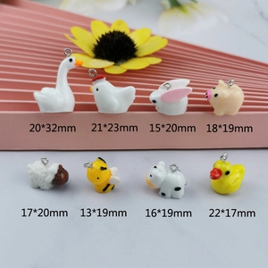 DIY Resin animal charms for jewelry making featuring duck bee and sheep assorted sizes