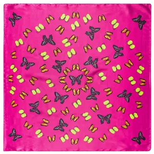 Women's Fashion Satin Square Scarf Butterfly Print Decorative Neck Scarf Lightweight Satin Gloss Hair Wrap Scarf For Women