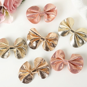 Metallic Shiny Bow Hair Clips Princess Artificial Leather Duckbill Hairpins Headwear For Kids Toddler Girls