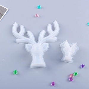 Macro view of translucent silicone deer antler molds for DIY crystal resin casting