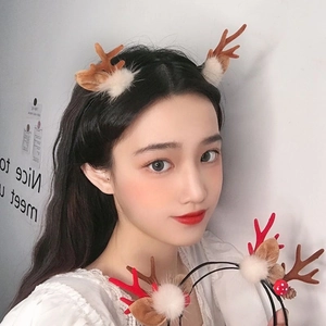 Cute reindeer antler headband with white pom-poms for Christmas party hair accessories