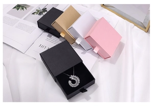 Drawer jewelry boxes in multi-colors with silk pulls and soft velvet inserts