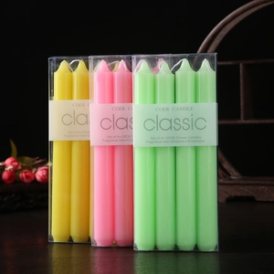 Classic 20cm dinner candles set of 4 in yellow, pink and green for emergency or wedding