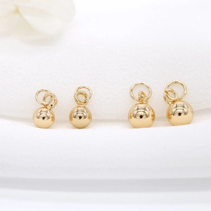 Pendenti a sfera in rame placcato oro 14K lucido per gioielli fai-da-te in due misure