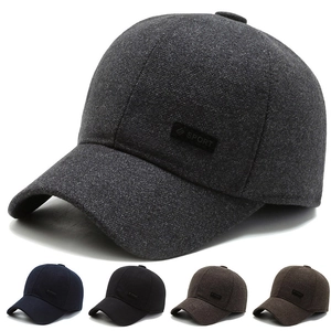 Woolen Winter Baseball Cap Men Warm Ear Protection Outdoor Sport Windproof Adjustable Peaked Hat