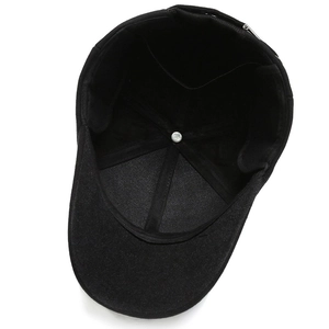 Interior view of warm elderly men baseball cap with ear flaps and soft lining