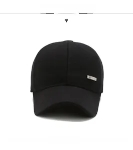 Detail of black wool baseball cap for seniors featuring a metallic SPORTS side emblem