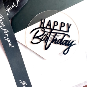 Clear circular double-layer acrylic Happy Birthday cake topper for party decorations