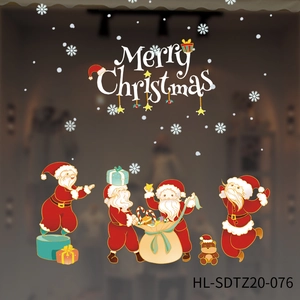 Détails des stickers de fenêtre de Noël avec Père Noël, flocons de neige et cadeaux festifs
