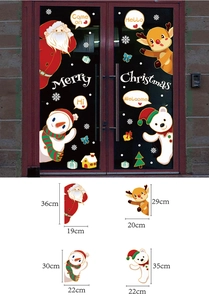Vue détaillée des stickers de Noël avec les dimensions du Père Noël et du renne