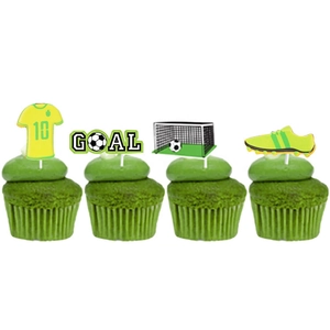 Fußball Cupcake Topper Set mit Trikots, Toren und Fußballschuhen Dekorationen