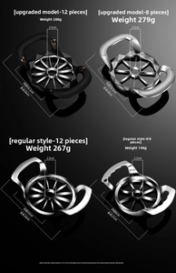 Zinc alloy apple slicer comparison showing 8 and 12 blade options in black and silver