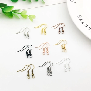 Set of 9 colors metal fish hook earrings with beads and coils for DIY jewelry making