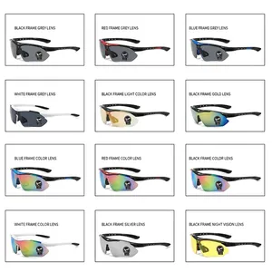 Professional Outdoor Sports Cycling Sunglasses Half Frame Explosion-Proof UV Protection Eyewear For Men Women PC Material