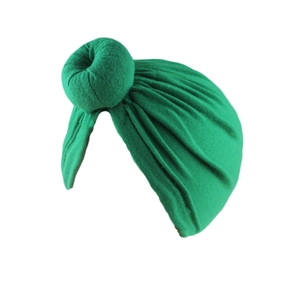 Grüner Baby Turban Hut mit Donut-Knoten aus weichem Strickstoff für Damen