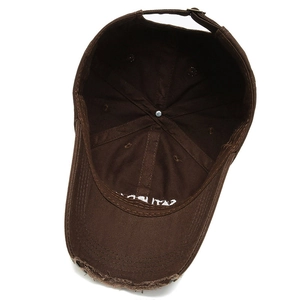 Vintage distressed baseball cap in dark brown cotton with Saturday embroidery