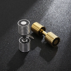 Minimalist barbell dumbbell pendant necklace in gold and silver finish for fitness lovers