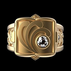 Hip hop punk style 18K gold plated ring for men featuring a square white gemstone center