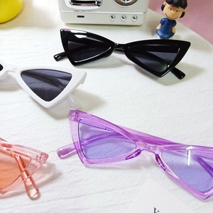 Kids vintage cat eye sunglasses in black white purple and orange colors set