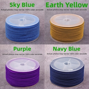 DIY 2mm braided cord spools in sky blue, earthy yellow, purple and dark blue colors