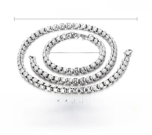Ensemble chaîne en acier inoxydable 7mm avec collier de 500mm et bracelet 200mm