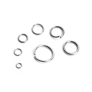 Polished silver stainless steel jump rings in various sizes for DIY jewelry making crafts