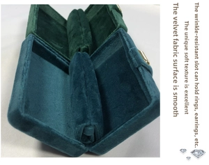 Detailed interior of velvet jewelry box with slots for rings and metal clasp closure