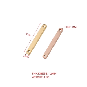 Gold and rose gold stainless steel rectangle connector charms with dimensions 2.8x22mm
