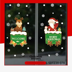 Stickers de Noël détaillés avec Père Noël, renne et flocons de neige sur vitre